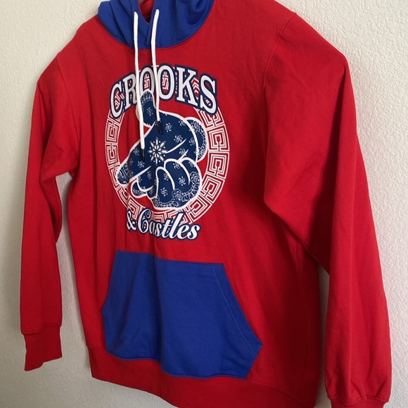 Crooks & Castles Red and Blue Men's Hoodie Size L - Picture 2 of 6